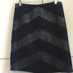 Leather skirt chevron pattern